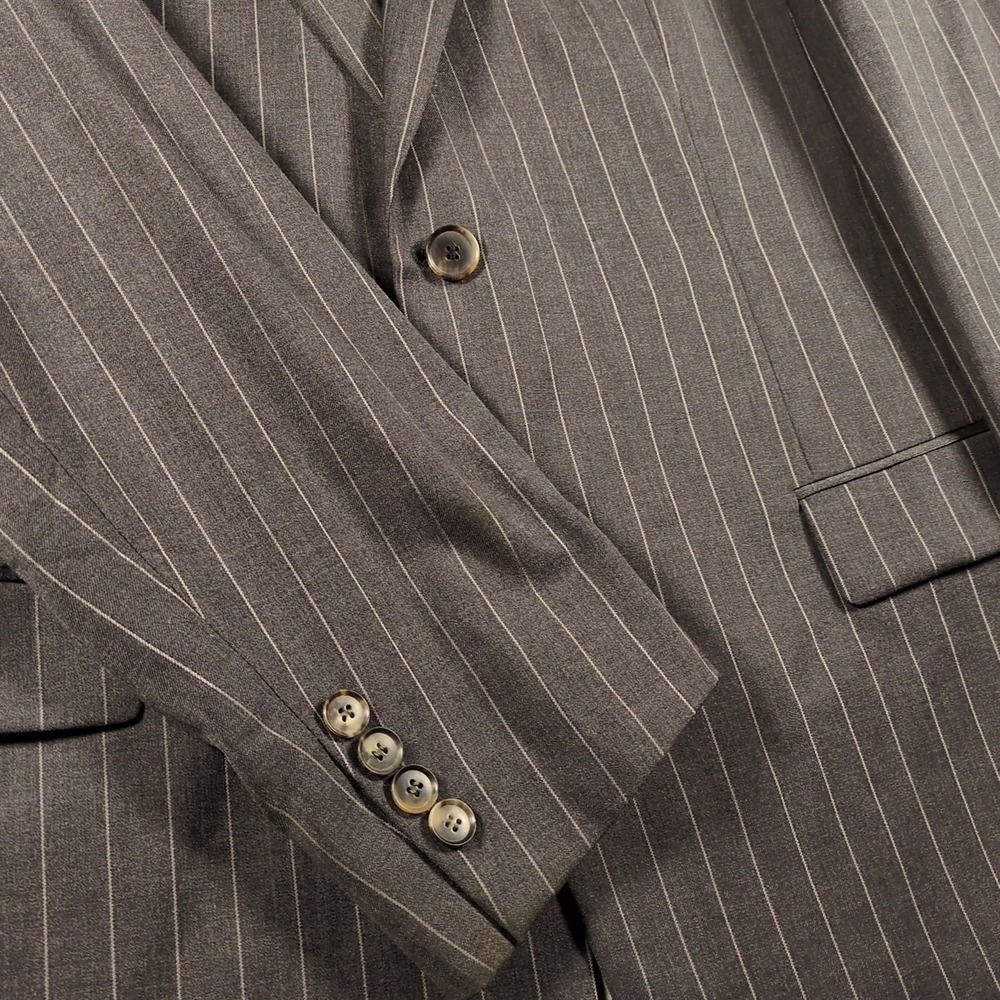 Hugo Boss Bertolucci Movie Suit Coat 44 LONG Gray Pinstripe Wool Sport Jacket - Picture 2 of 8